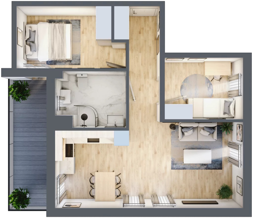 3 pokoje, mieszkanie 53,30 m², piętro 1, oferta nr 5, Popiełuszki, Szczecin, Zachód, Pogodno, ul. Popiełuszki 6
