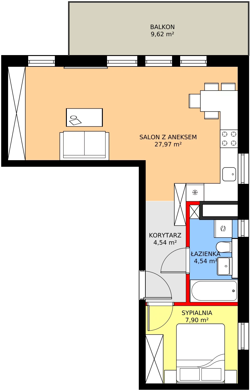 Zalety mieszkania 44.95 m², 20