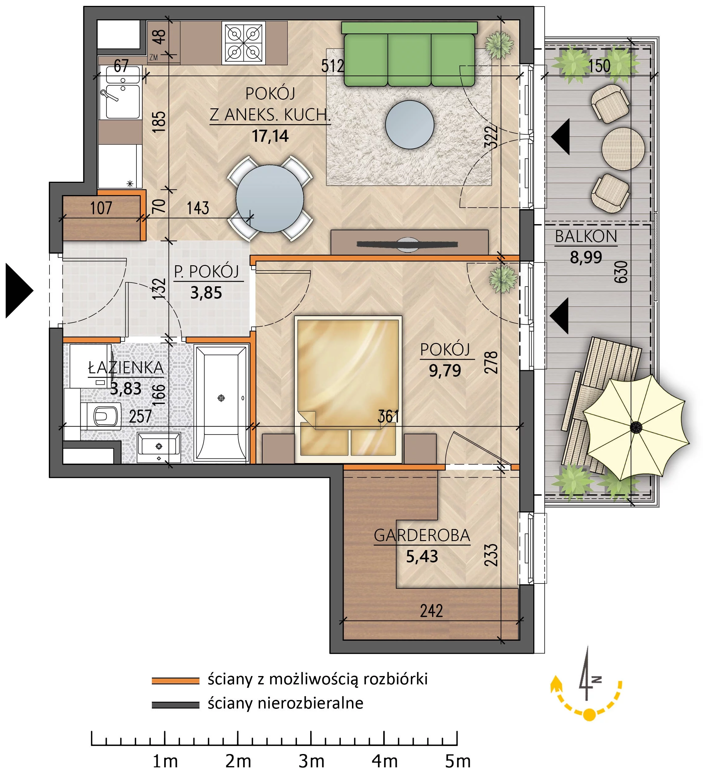 Mieszkanie 40,04 m², piętro 1, oferta nr 4C/16, Osiedle Twoja Harmonia, Białystok, Zawady, ul. Lodowa / Mroźna