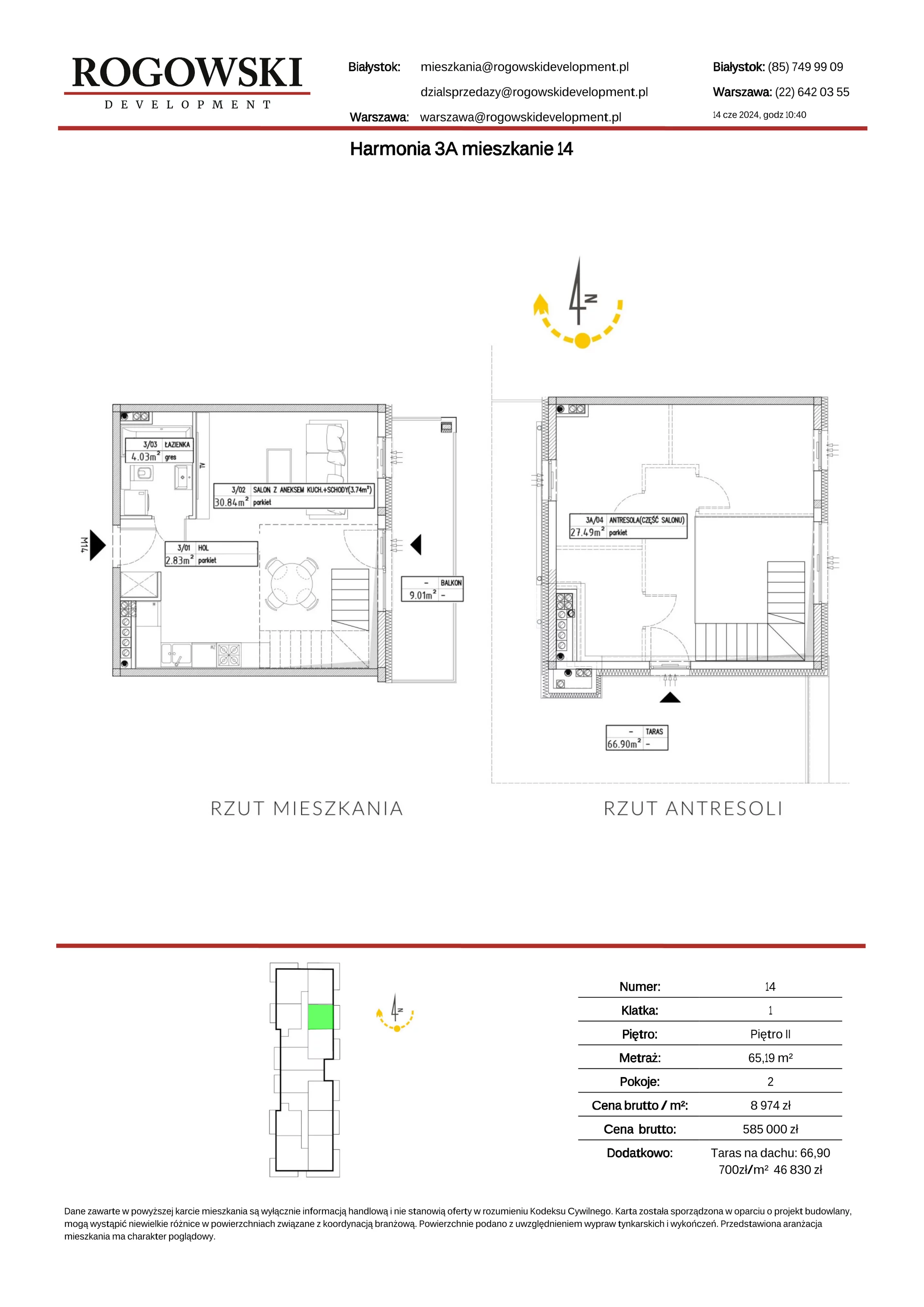 Mieszkanie 65,19 m², piętro 2, oferta nr 3A/14, Osiedle Twoja Harmonia, Białystok, Zawady, ul. Lodowa / Mroźna