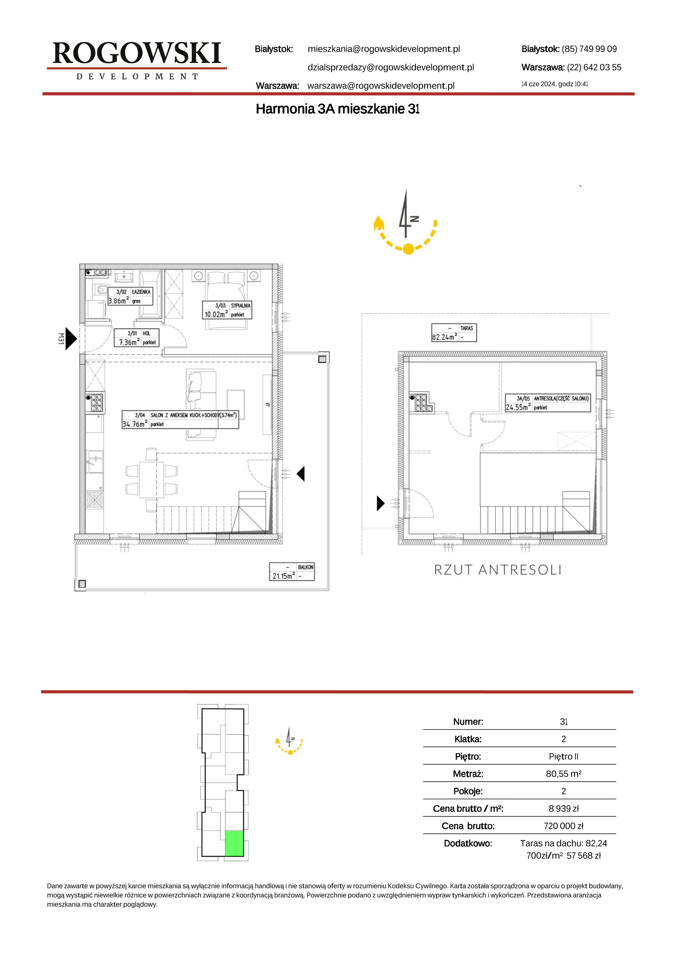 Mieszkanie 80,55 m², piętro 2, oferta nr 3A/31, Osiedle Twoja Harmonia, Białystok, Zawady, ul. Lodowa / Mroźna