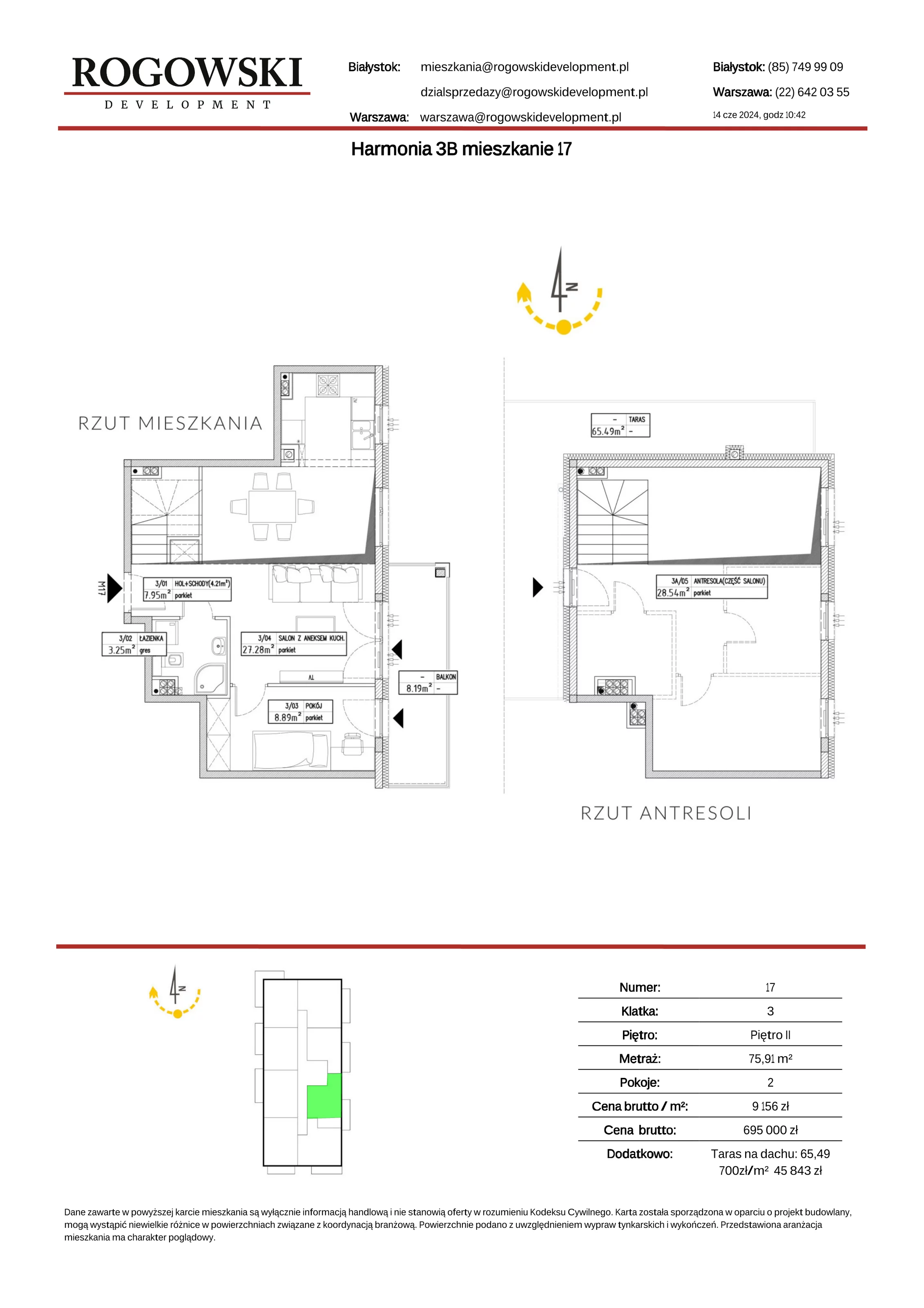 Mieszkanie 75,91 m², piętro 2, oferta nr 3B/17, Osiedle Twoja Harmonia, Białystok, Zawady, ul. Lodowa / Mroźna