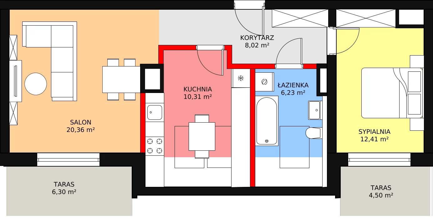 Mieszkanie 57,33 m², piętro 2, oferta nr W1.15, Mirabelkowa Aleja - Etap IV, Łódź, Polesie, Złotno, ul. Podchorążych 49