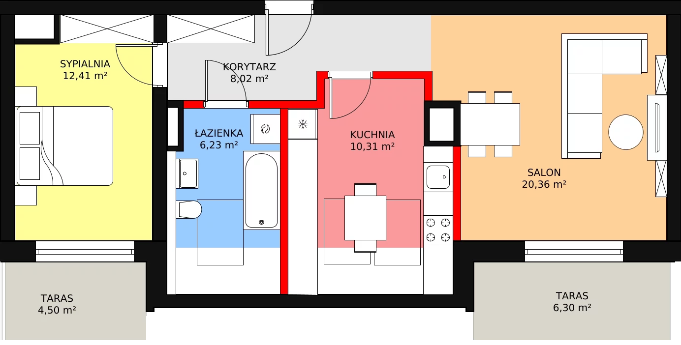 Mieszkanie 57,33 m², piętro 2, oferta nr W1.16, Mirabelkowa Aleja - Etap IV, Łódź, Polesie, Złotno, ul. Podchorążych 49