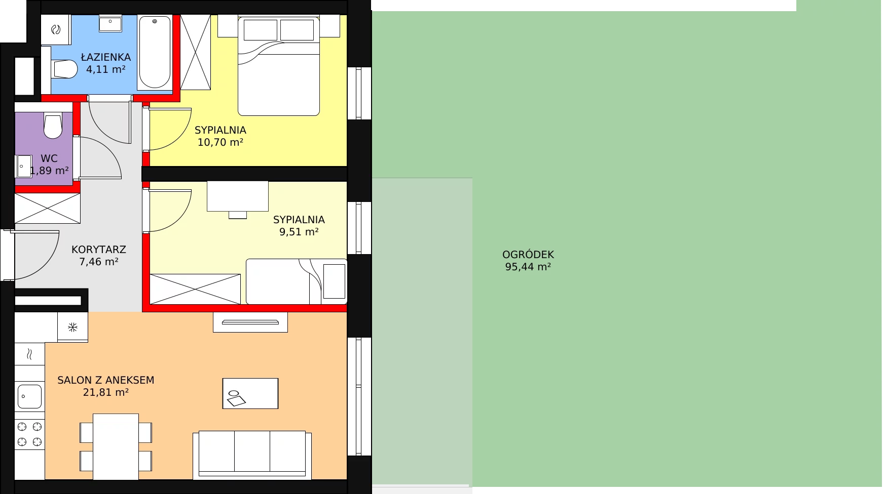 Apartament 55,48 m², parter, oferta nr A1.0.06, Mirabelkowa Eko, Łódź, Polesie, Złotno, ul. Podchorążych 49