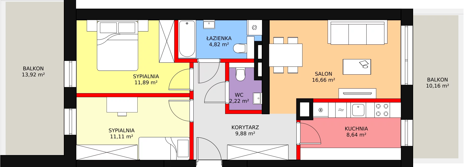 Apartament 65,22 m², piętro 1, oferta nr A1.1.14, Mirabelkowa Eko, Łódź, Polesie, Złotno, ul. Podchorążych 49