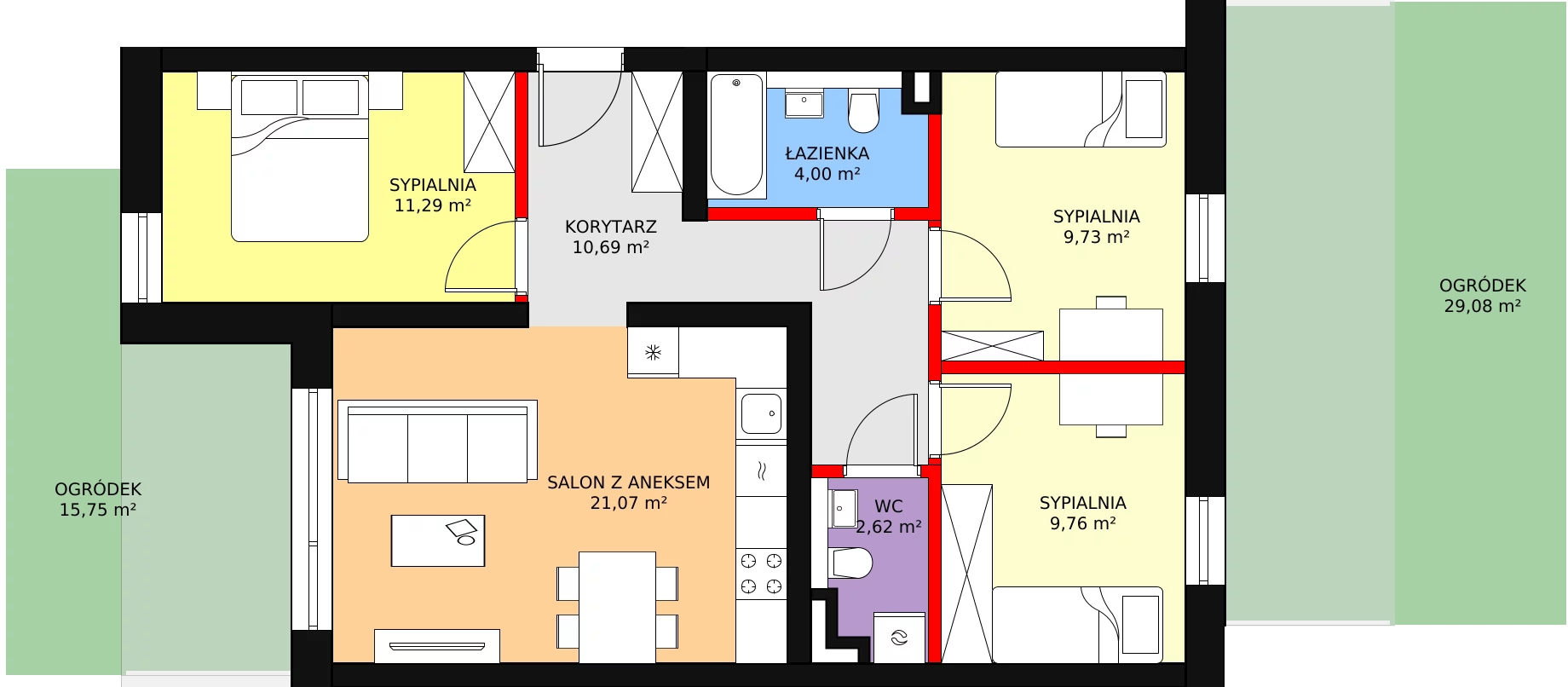 4 pokoje, apartament 69,16 m², parter, oferta nr A3.0.35, Mirabelkowa Eko, Łódź, Polesie, Złotno, ul. Podchorążych 49