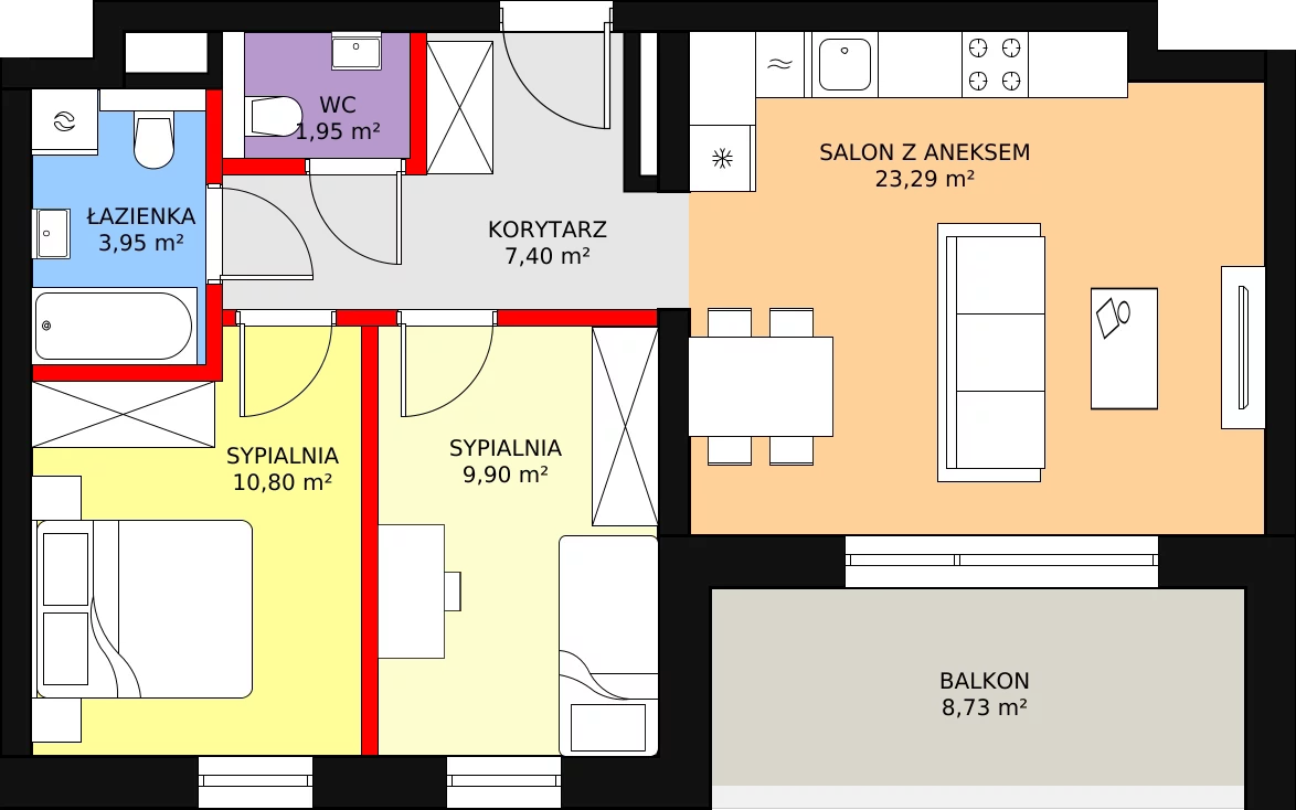 Apartament 57,29 m², piętro 1, oferta nr A3.1.45, Mirabelkowa Eko, Łódź, Polesie, Złotno, ul. Podchorążych 49