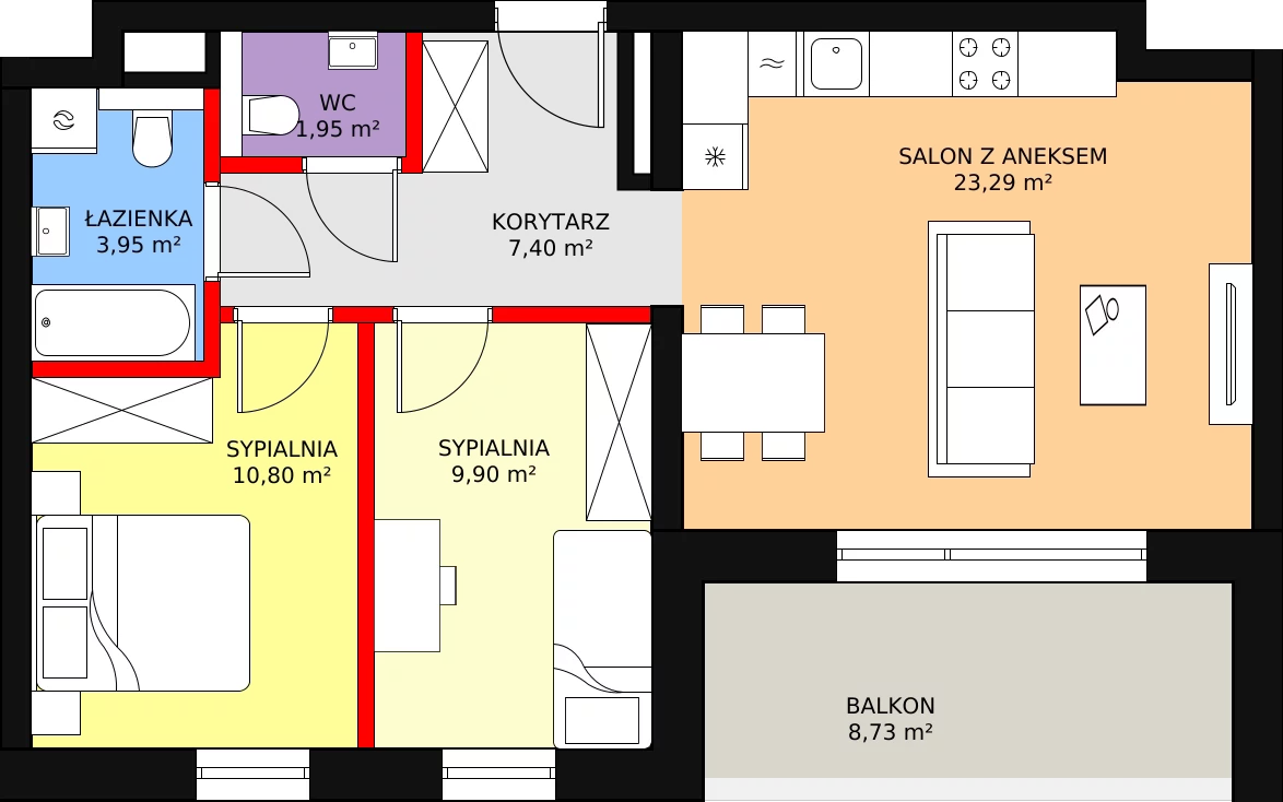 Apartament 57,29 m², piętro 2, oferta nr A3.2.51, Mirabelkowa Eko, Łódź, Polesie, Złotno, ul. Podchorążych 49