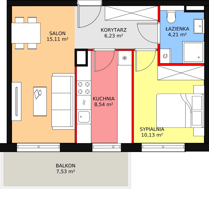 Apartament 44,22 m², parter, oferta nr A1.0.4, Moja Retkinia, Łódź, Polesie, Retkinia, ul. Obywatelska 158