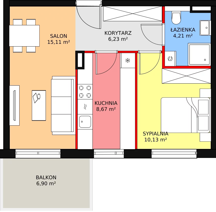 Apartament 44,35 m², parter, oferta nr A1.0.5, Moja Retkinia, Łódź, Polesie, Retkinia, ul. Obywatelska 158