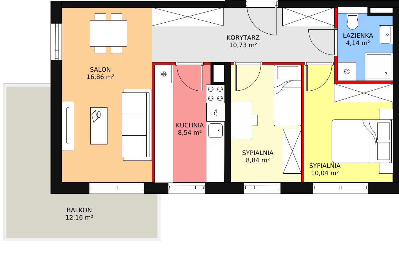 3 pokoje, mieszkanie 59,15 m², parter, oferta nr A1.0.7, Moja Retkinia, Łódź, Polesie, Retkinia, ul. Obywatelska 158