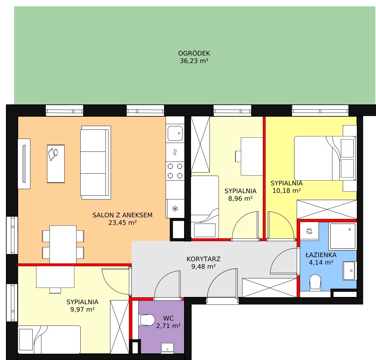 4 pokoje, mieszkanie 68,89 m², parter, oferta nr A1.0.8, Moja Retkinia, Łódź, Polesie, Retkinia, ul. Obywatelska 158