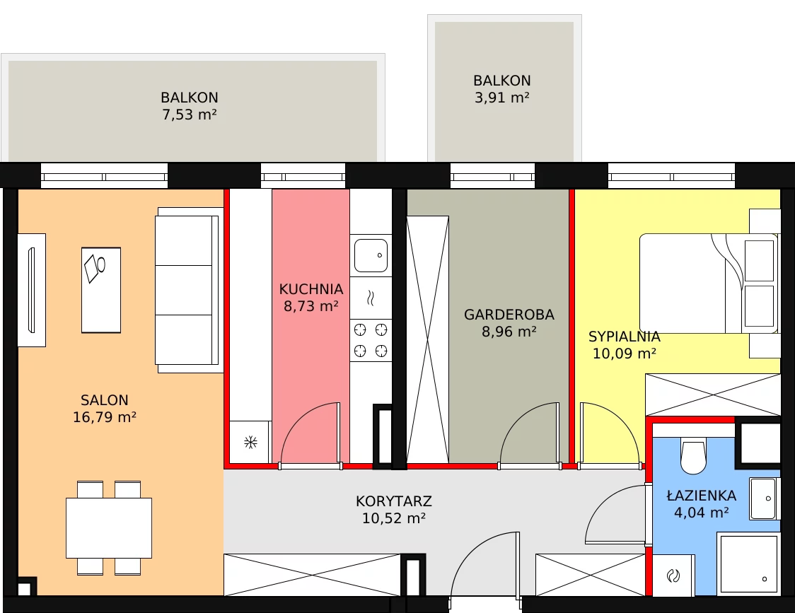 Mieszkanie 59,13 m², piętro 1, oferta nr A1.1.10, Moja Retkinia, Łódź, Polesie, Retkinia, ul. Obywatelska 158