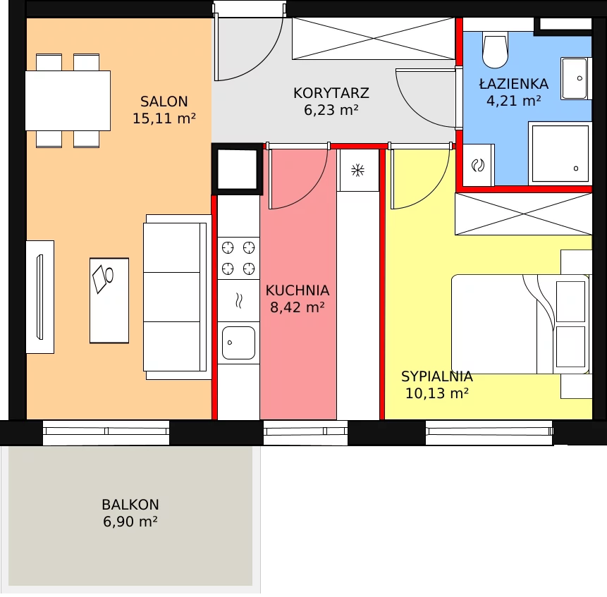 Apartament 44,10 m², piętro 2, oferta nr A1.2.25, Moja Retkinia, Łódź, Polesie, Retkinia, ul. Obywatelska 158