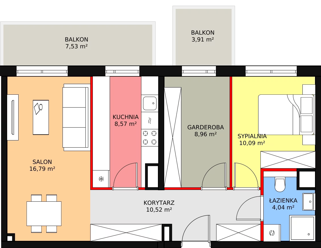 Apartament 58,97 m², piętro 3, oferta nr A1.3.30, Moja Retkinia, Łódź, Polesie, Retkinia, ul. Obywatelska 158