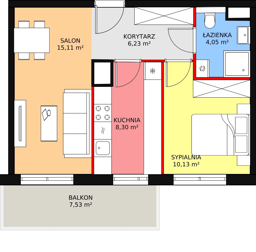 Apartament 43,82 m², piętro 4, oferta nr A1.4.44, Moja Retkinia, Łódź, Polesie, Retkinia, ul. Obywatelska 158