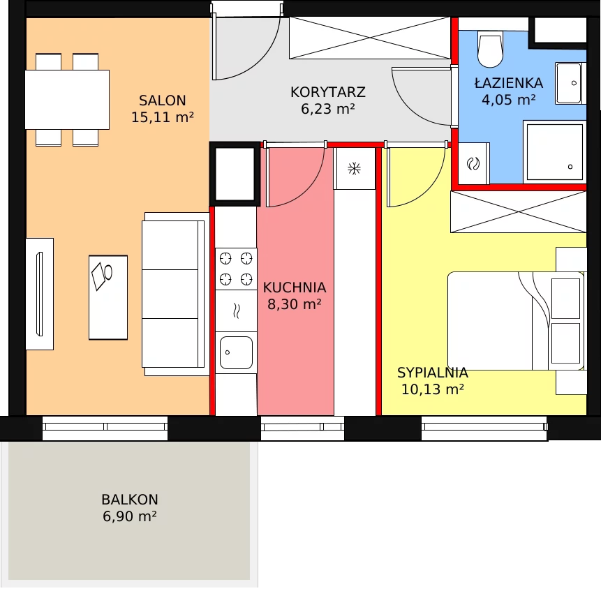 Apartament 43,82 m², piętro 4, oferta nr A1.4.45, Moja Retkinia, Łódź, Polesie, Retkinia, ul. Obywatelska 158