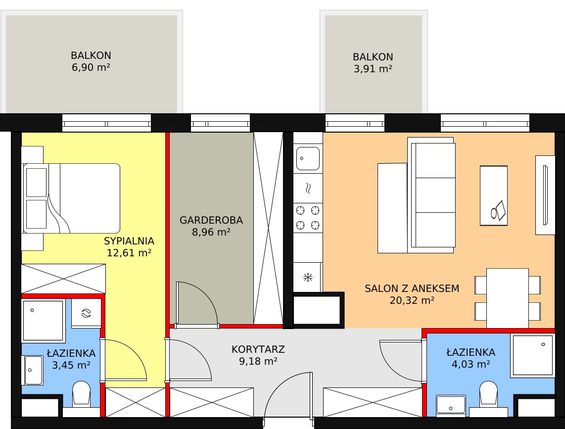 Mieszkanie 58,55 m², piętro 5, oferta nr A1.5.59, Moja Retkinia, Łódź, Polesie, Retkinia, ul. Obywatelska 158