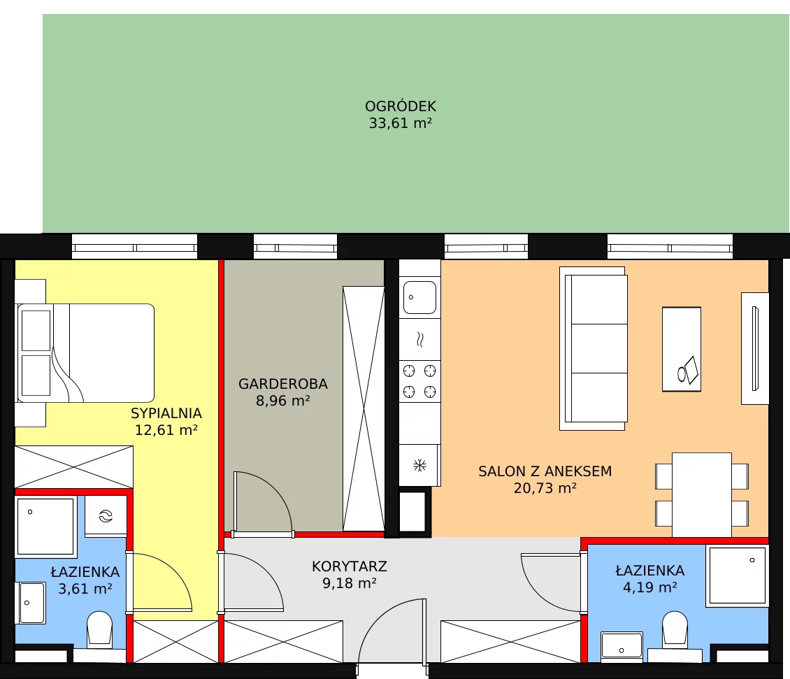 Apartament 59,28 m², parter, oferta nr A2.0.9, Moja Retkinia, Łódź, Polesie, Retkinia, ul. Obywatelska 158