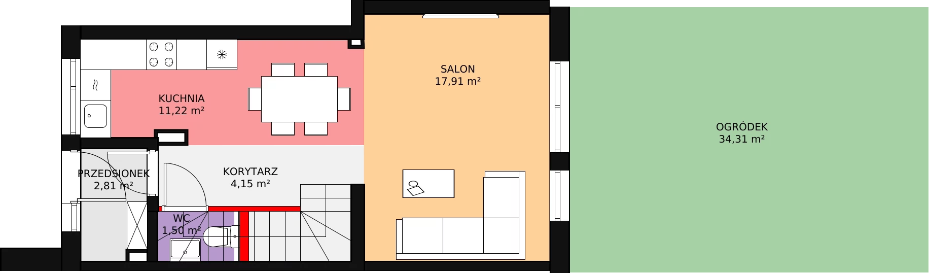 4 pokoje, mieszkanie 78,86 m², parter, oferta nr 51_2, Przystań Młynek - mieszkania, Łódź, Górna, Dąbrowa, ul. Kotoniarska/ Startowa