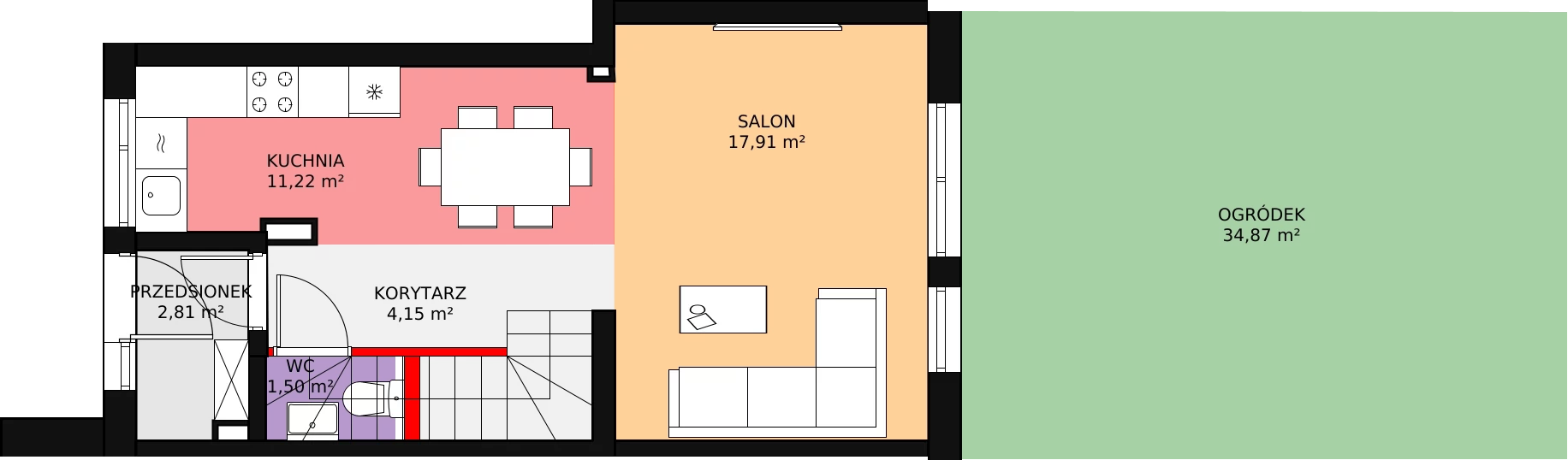 4 pokoje, mieszkanie 78,86 m², parter, oferta nr 52_2, Przystań Młynek - mieszkania, Łódź, Górna, Dąbrowa, ul. Kotoniarska/ Startowa