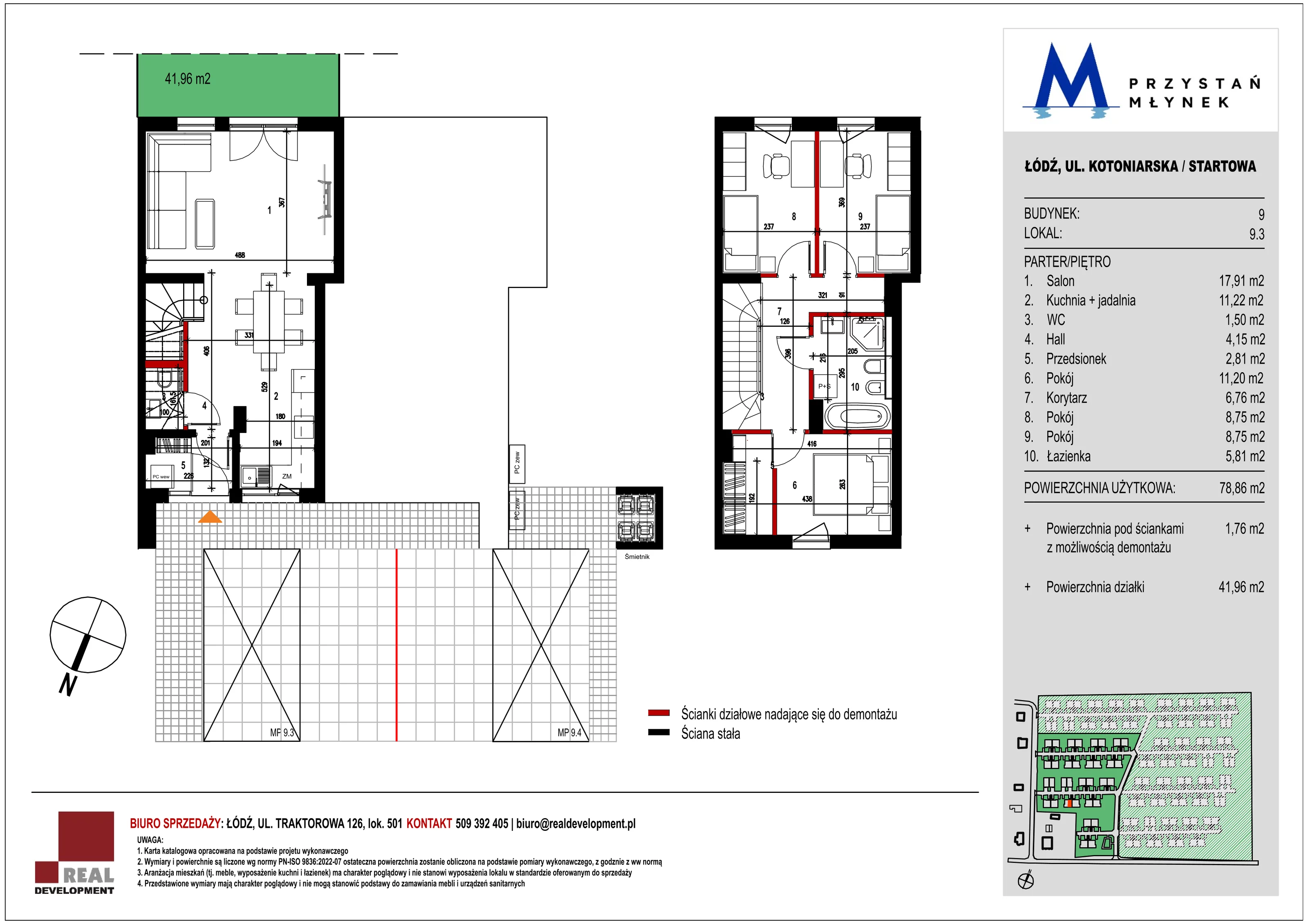 Mieszkanie 78,86 m², parter, oferta nr 9_3, Przystań Młynek, Łódź, Górna, Dąbrowa, ul. Kotoniarska/ Startowa