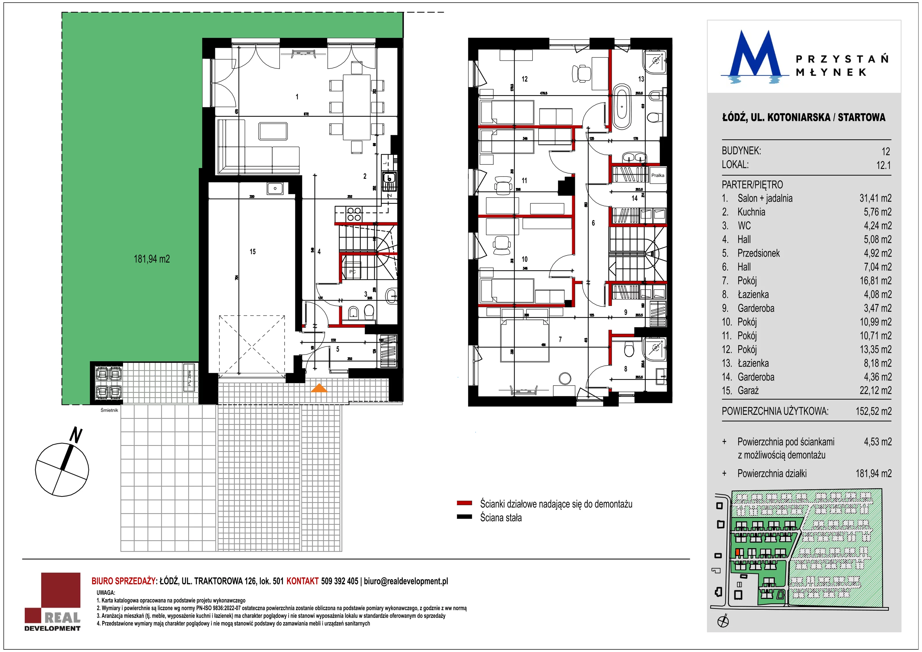 Dom 152,40 m², oferta nr 12_1, Przystań Młynek - domy, Łódź, Górna, Dąbrowa, ul. Kotoniarska/ Startowa