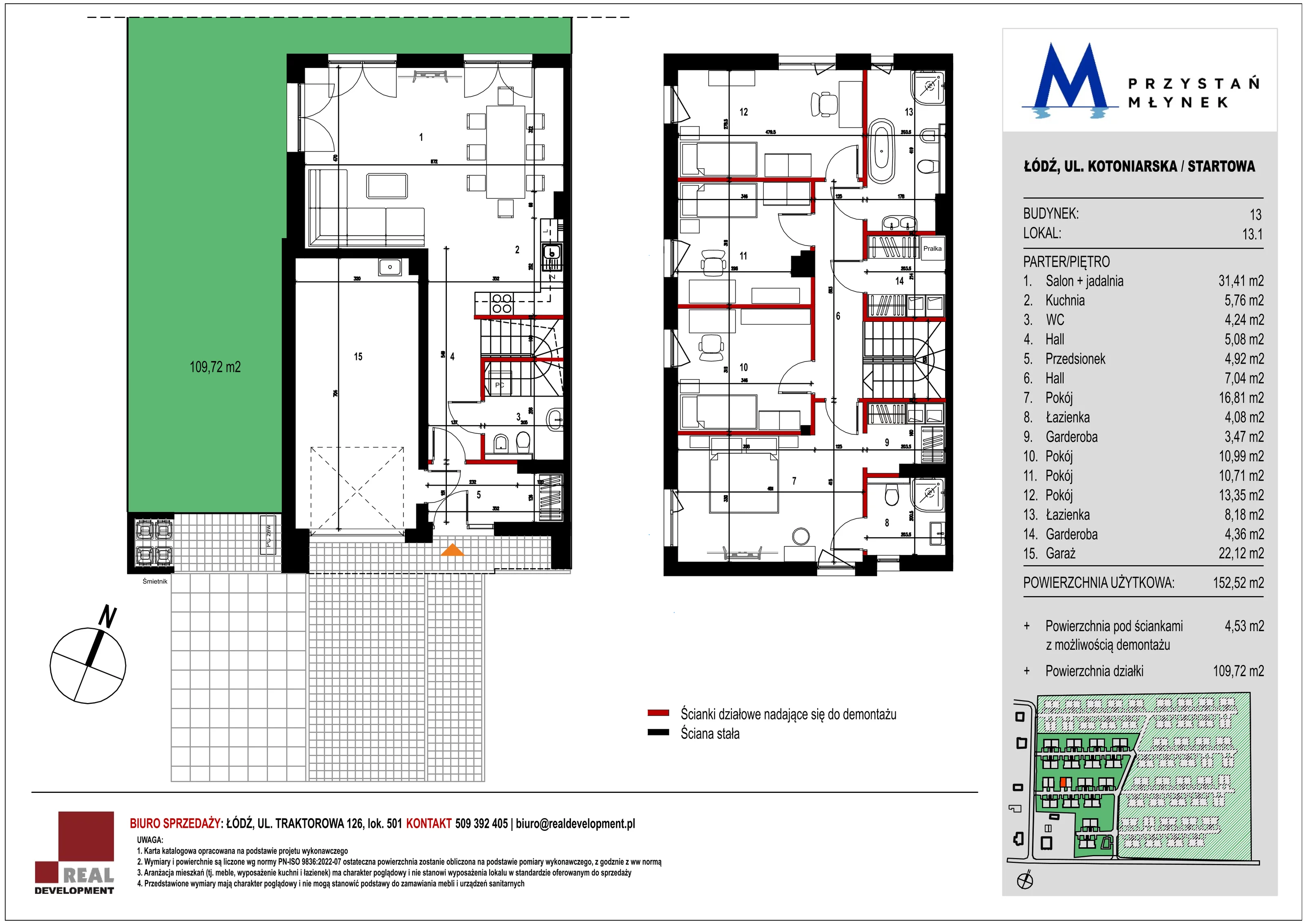 Dom 152,40 m², oferta nr 13_1, Przystań Młynek - domy, Łódź, Górna, Dąbrowa, ul. Kotoniarska/ Startowa