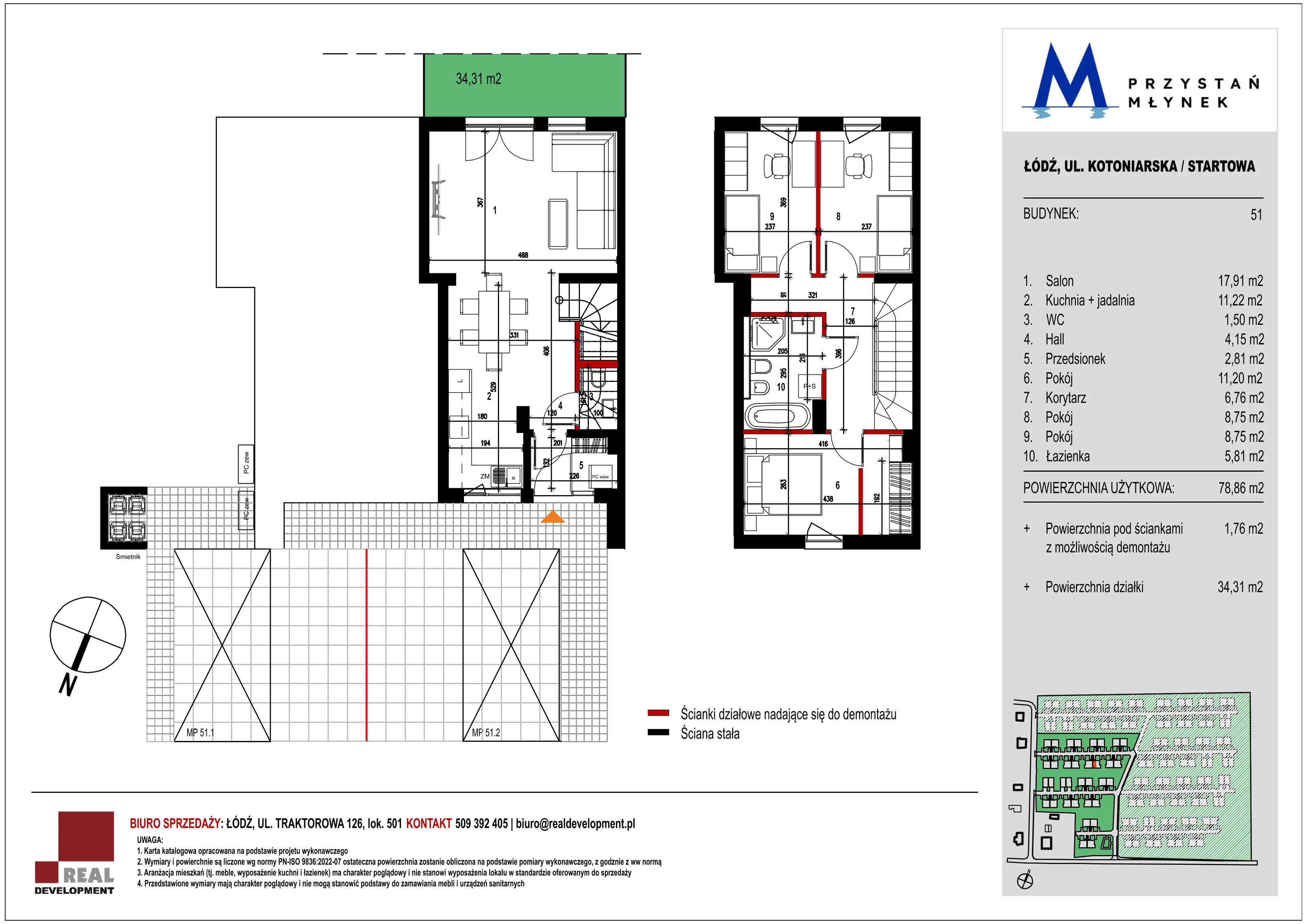 Mieszkanie 78,86 m², parter, oferta nr 51_2, Przystań Młynek, Łódź, Górna, Dąbrowa, ul. Kotoniarska/ Startowa