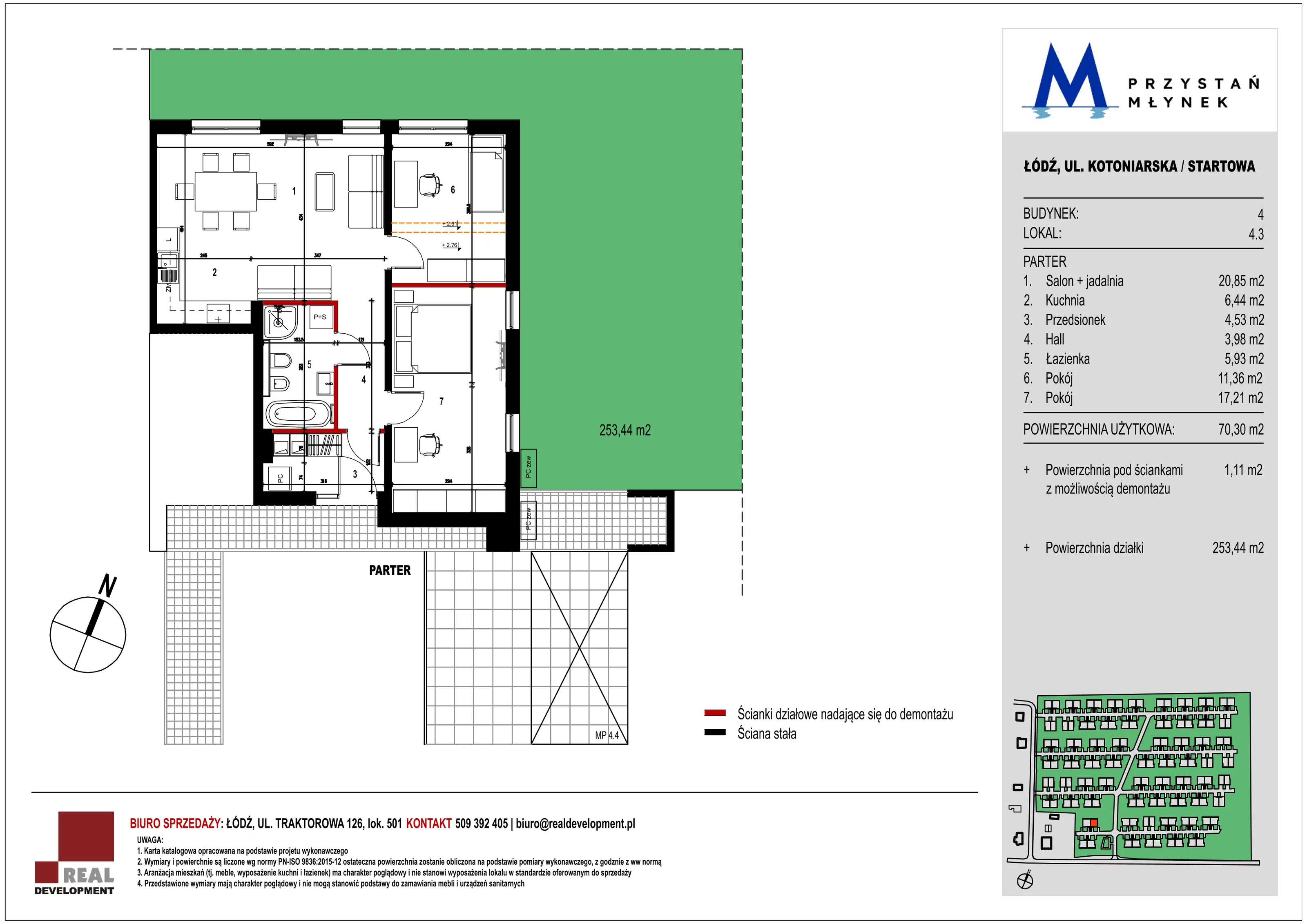 Mieszkanie 70,02 m², parter, oferta nr 4_3, Przystań Młynek, Łódź, Górna, Dąbrowa, ul. Kotoniarska/ Startowa