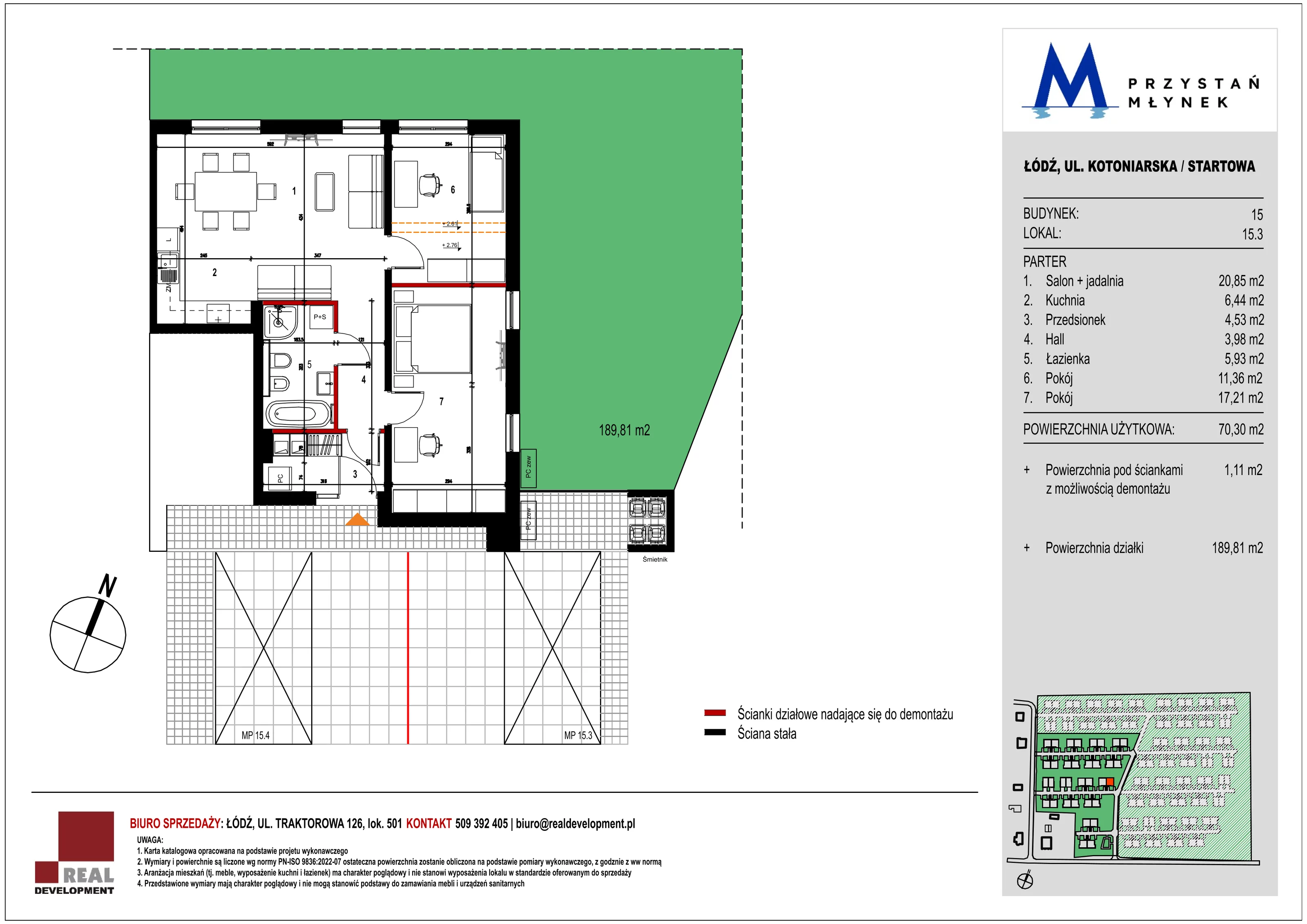 Mieszkanie 70,30 m², parter, oferta nr 15_3, Przystań Młynek, Łódź, Górna, Dąbrowa, ul. Kotoniarska/ Startowa