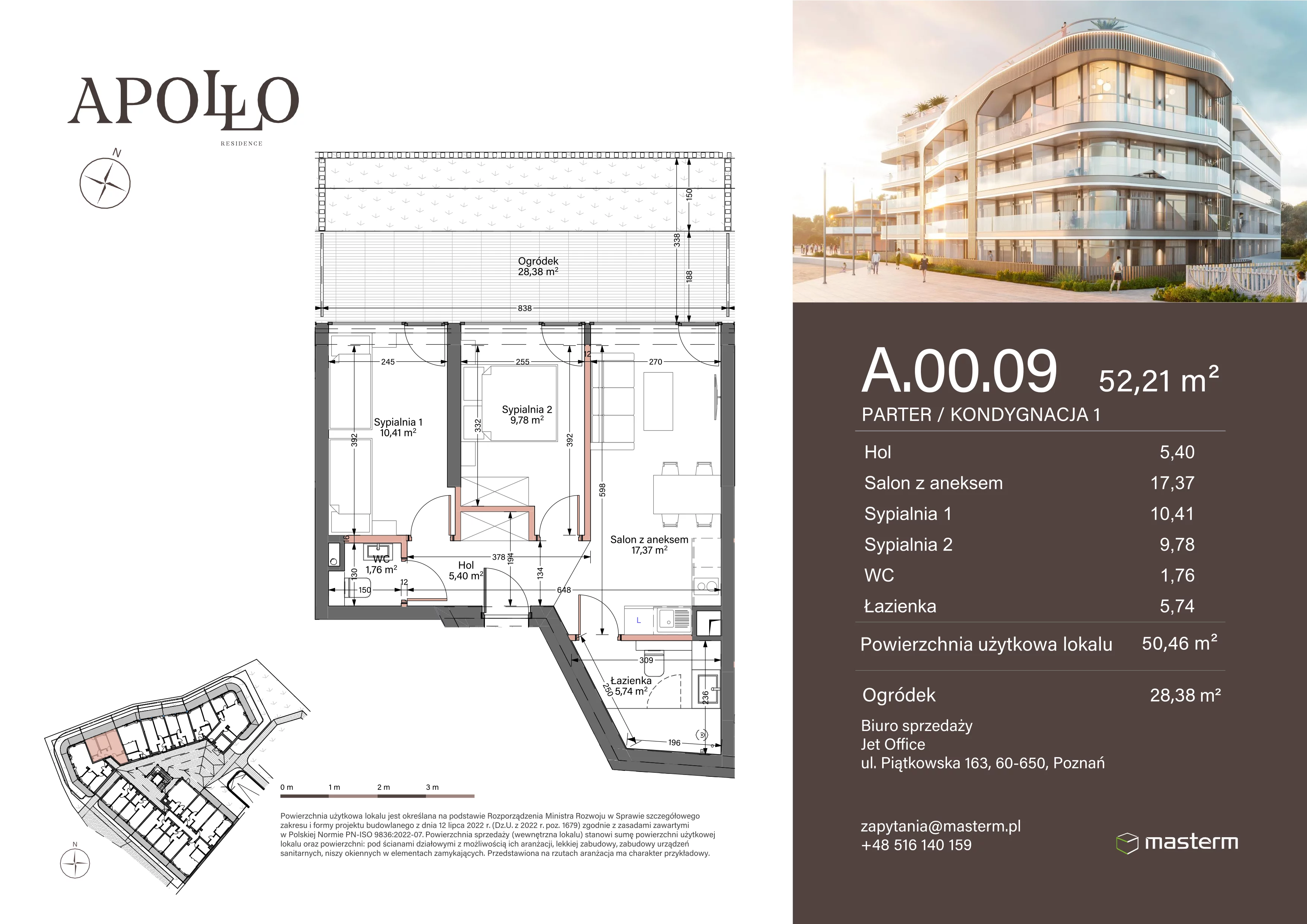 2 pokoje, mieszkanie 50,46 m², parter, oferta nr A.0.09, Apollo Residence, Darłowo, ul. Kąpielowa 11