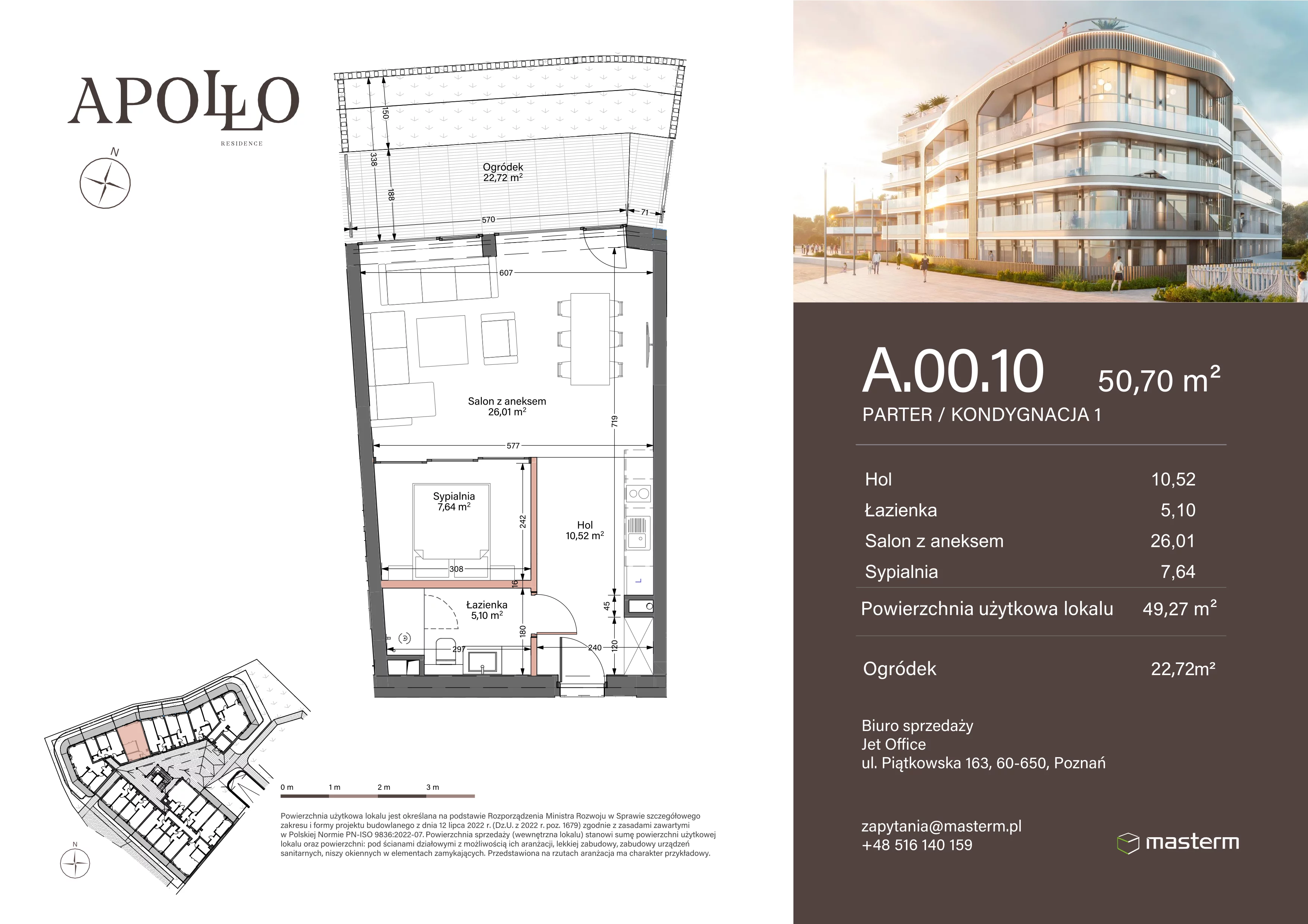 2 pokoje, mieszkanie 49,27 m², parter, oferta nr A.0.10, Apollo Residence, Darłowo, ul. Kąpielowa 11
