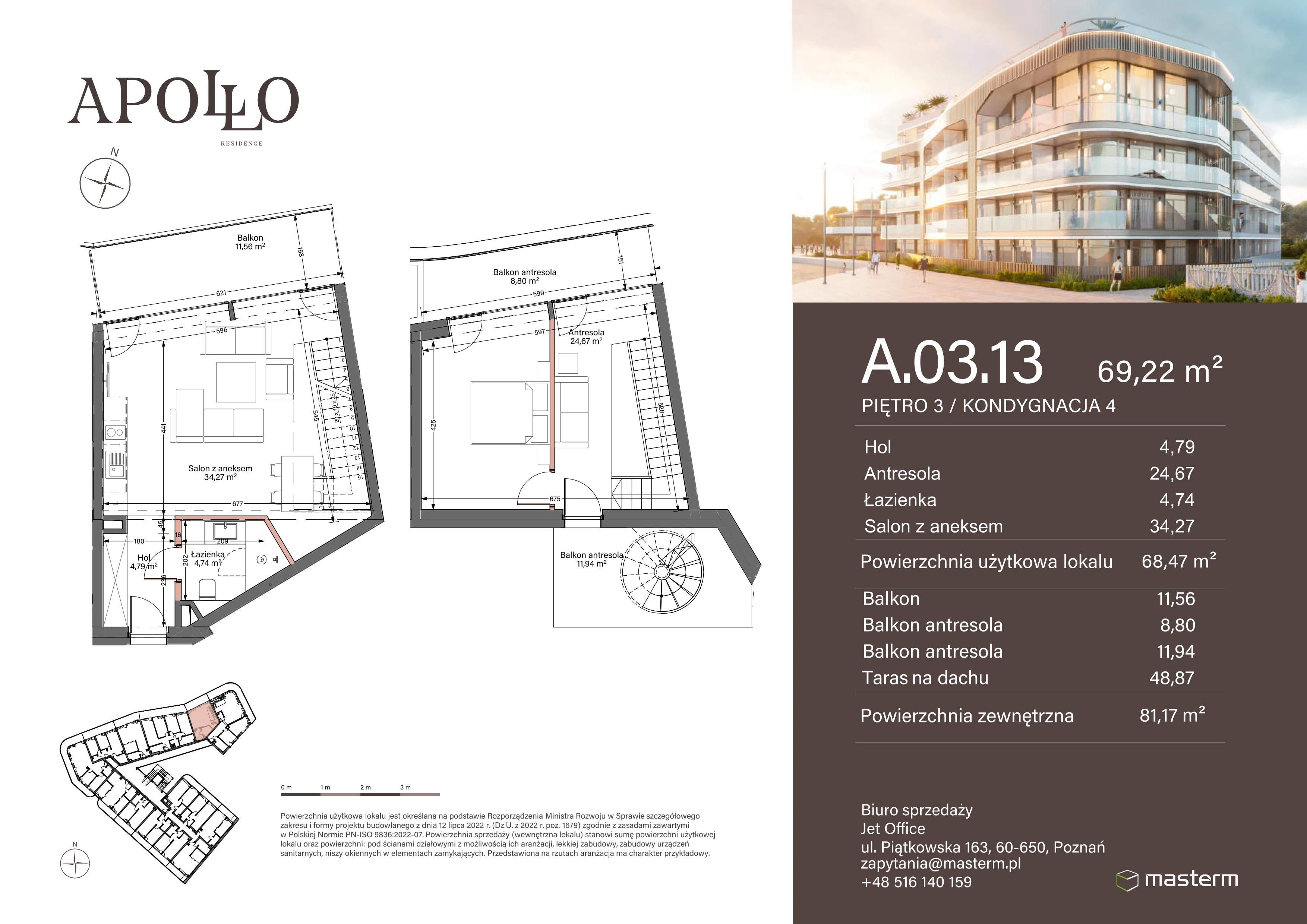 2 pokoje, mieszkanie 69,22 m², piętro 3, oferta nr A.3.13, Apollo Residence, Darłowo, ul. Kąpielowa 11