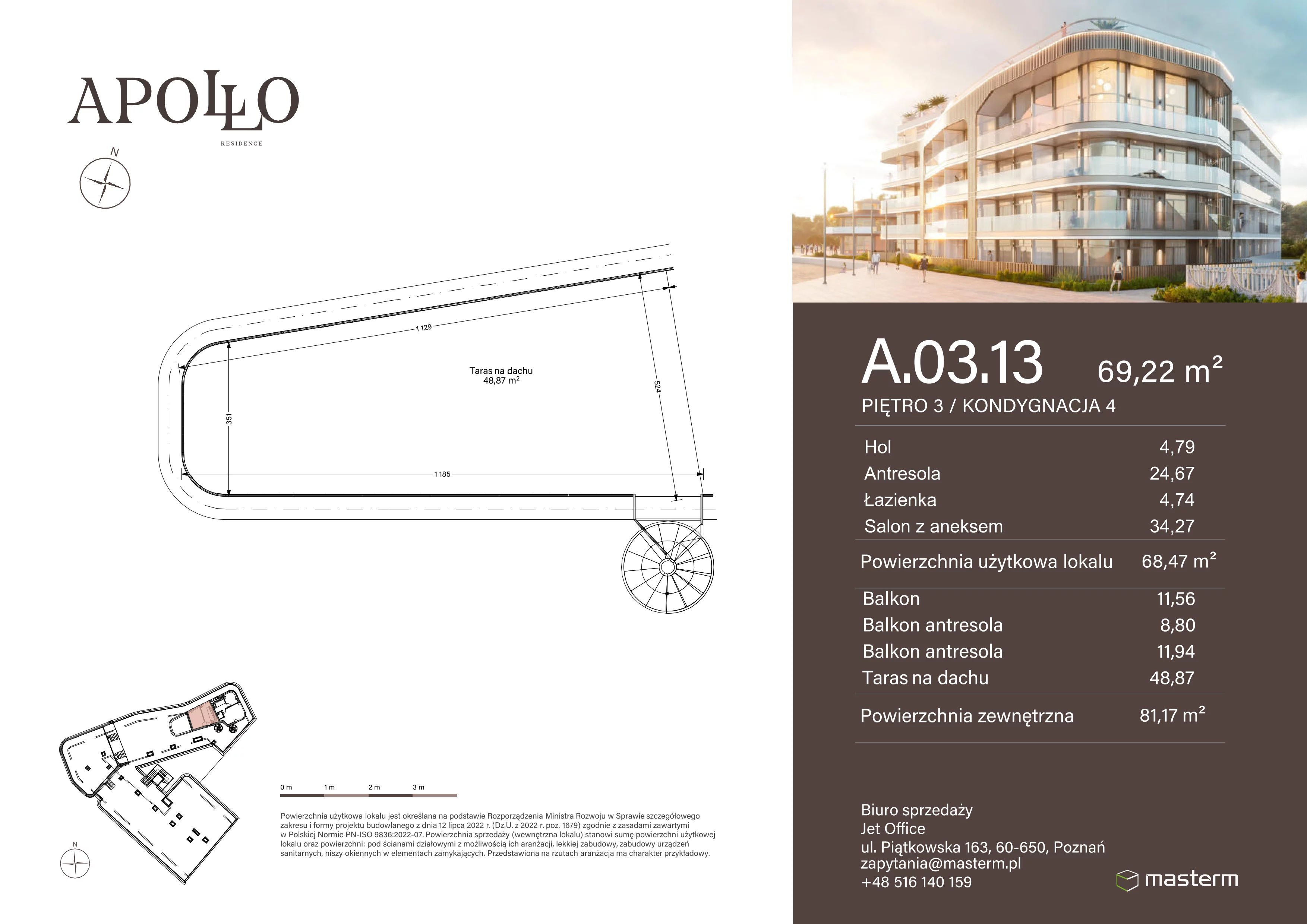 2 pokoje, mieszkanie 69,22 m², piętro 3, oferta nr A.3.13, Apollo Residence, Darłowo, ul. Kąpielowa 11