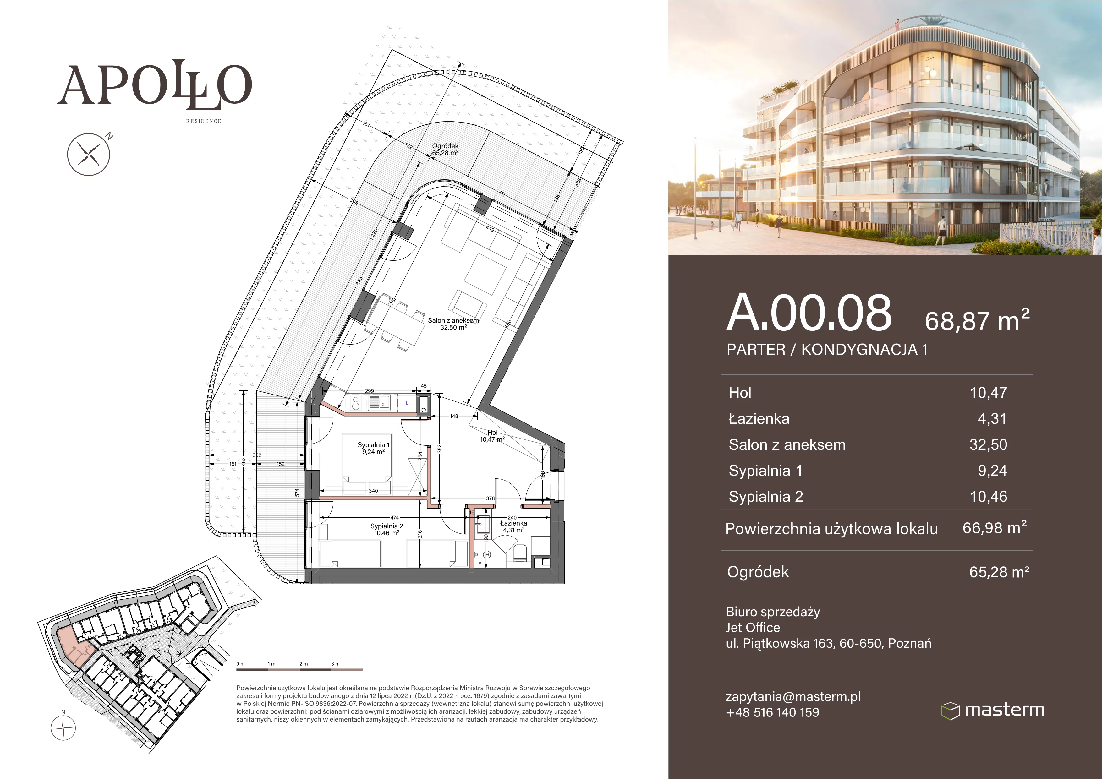 3 pokoje, mieszkanie 66,98 m², parter, oferta nr A.0.08, Apollo Residence, Darłowo, ul. Kąpielowa 11