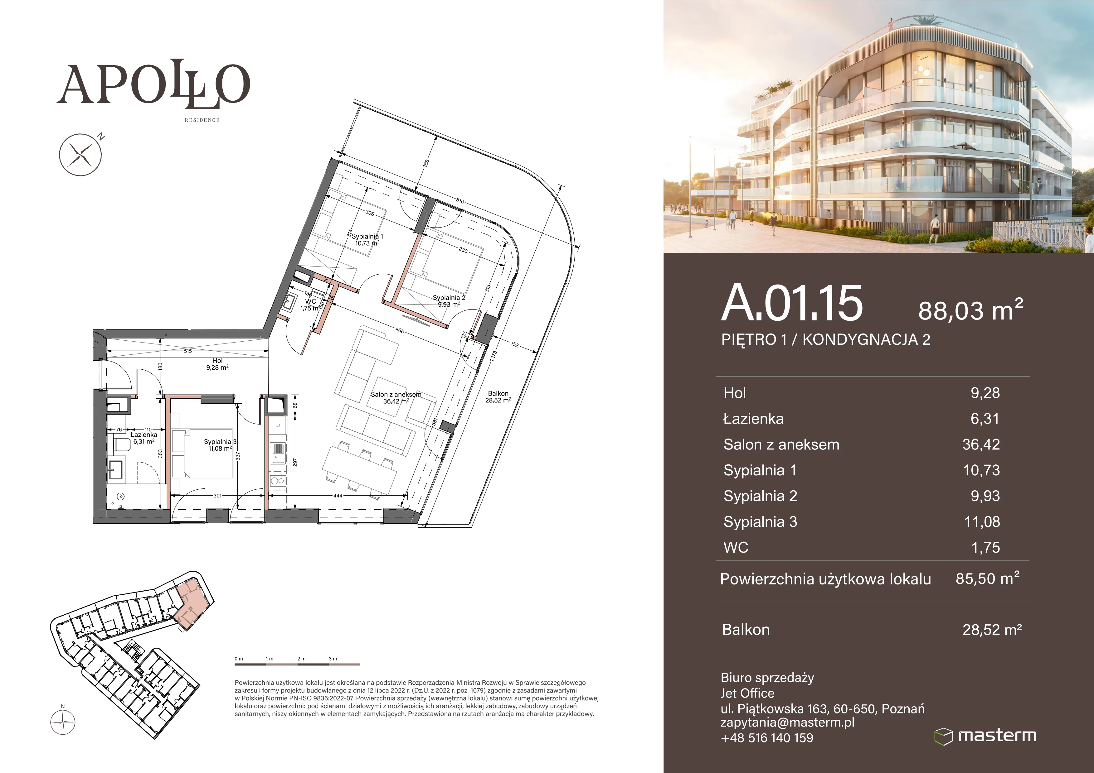 4 pokoje, mieszkanie 85,50 m², piętro 1, oferta nr A.1.15, Apollo Residence, Darłowo, ul. Kąpielowa 11