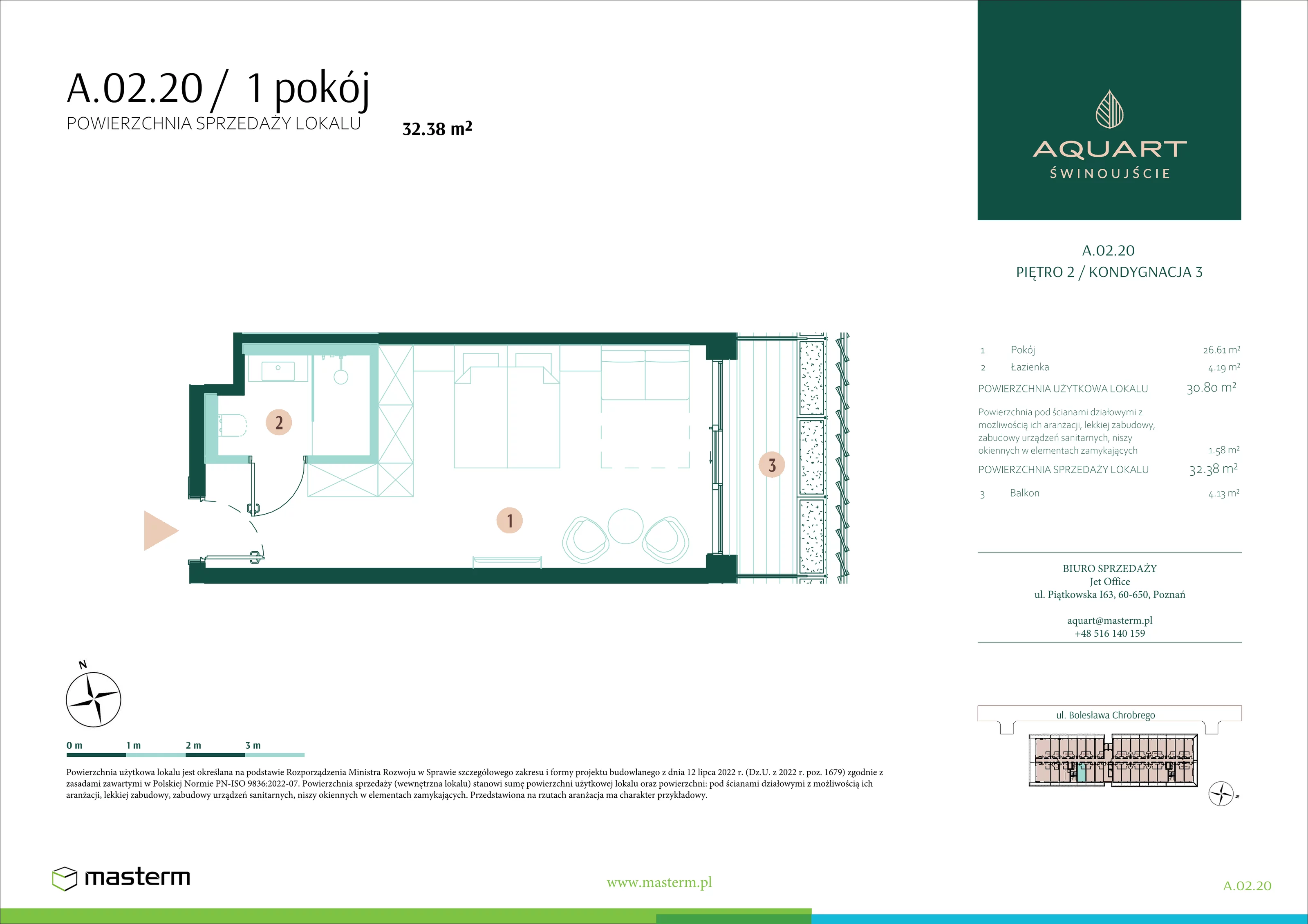 Apartament 32,38 m², piętro 2, oferta nr A/02/20, Aquart, Świnoujście, ul. Bolesława Chrobrego 35