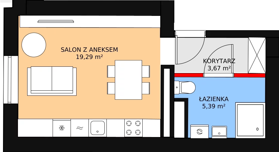 Mieszkanie 28,35 m², piętro 1, oferta nr A.1.1, Polanka 21, Poznań, Rataje, Łacina, ul. Polanka 21