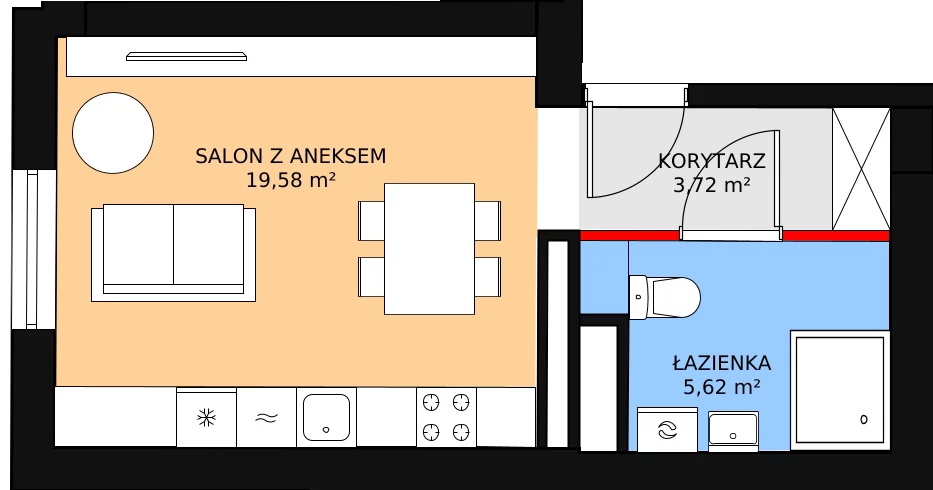 Mieszkanie 28,92 m², piętro 2, oferta nr A.2.1, Polanka 21, Poznań, Rataje, Łacina, ul. Polanka 21