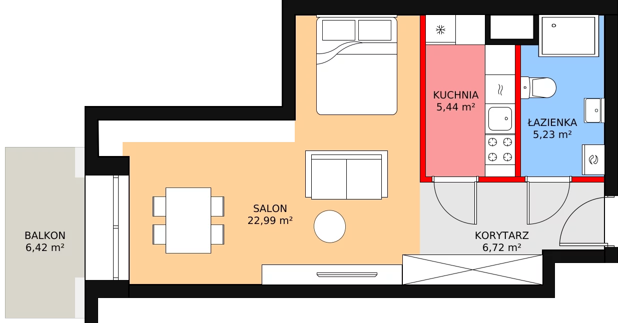 Mieszkanie 40,36 m², piętro 3, oferta nr B.3.1, Polanka 21, Poznań, Rataje, Łacina, ul. Polanka 21