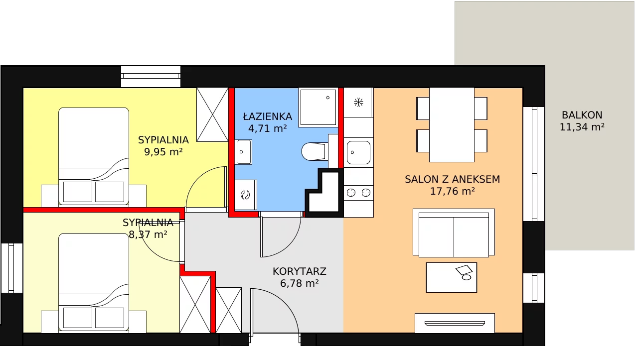 3 pokoje, apartament inwestycyjny 47,91 m², parter, oferta nr B4/2, Stegna Park II, Stegna, ul. Lipowa