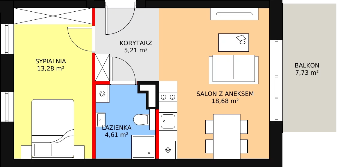 2 pokoje, apartament inwestycyjny 41,94 m², parter, oferta nr B4/5, Stegna Park II, Stegna, ul. Lipowa