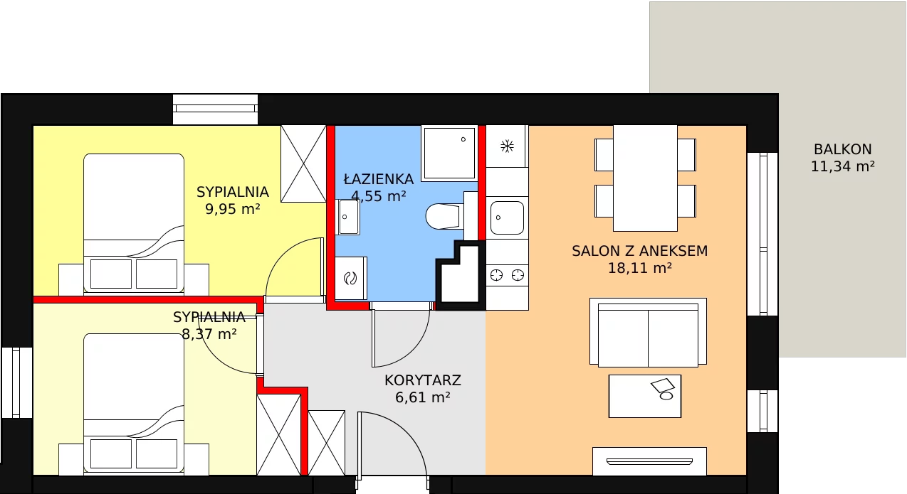 3 pokoje, apartament inwestycyjny 47,77 m², piętro 1, oferta nr B4/8, Stegna Park II, Stegna, ul. Lipowa