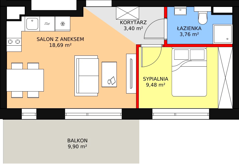 Apartament inwestycyjny 35,37 m², piętro 1, oferta nr B4/10, Stegna Park II, Stegna, ul. Lipowa