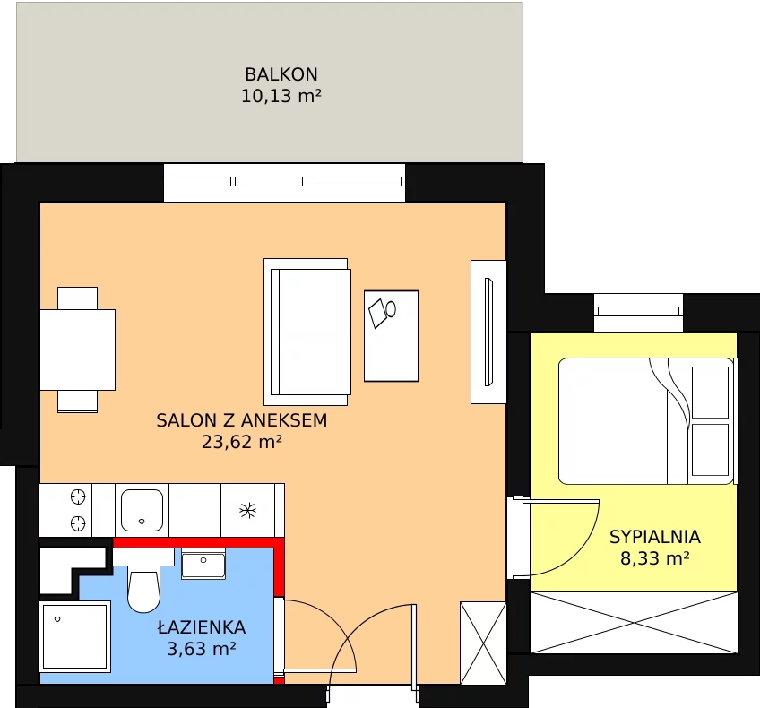 2 pokoje, apartament inwestycyjny 35,57 m², piętro 1, oferta nr B4/12, Stegna Park II, Stegna, ul. Lipowa