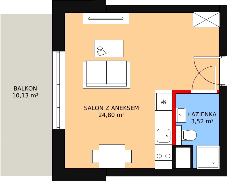 Apartament inwestycyjny 28,33 m², piętro 2, oferta nr B4/13, Stegna Park II, Stegna, ul. Lipowa