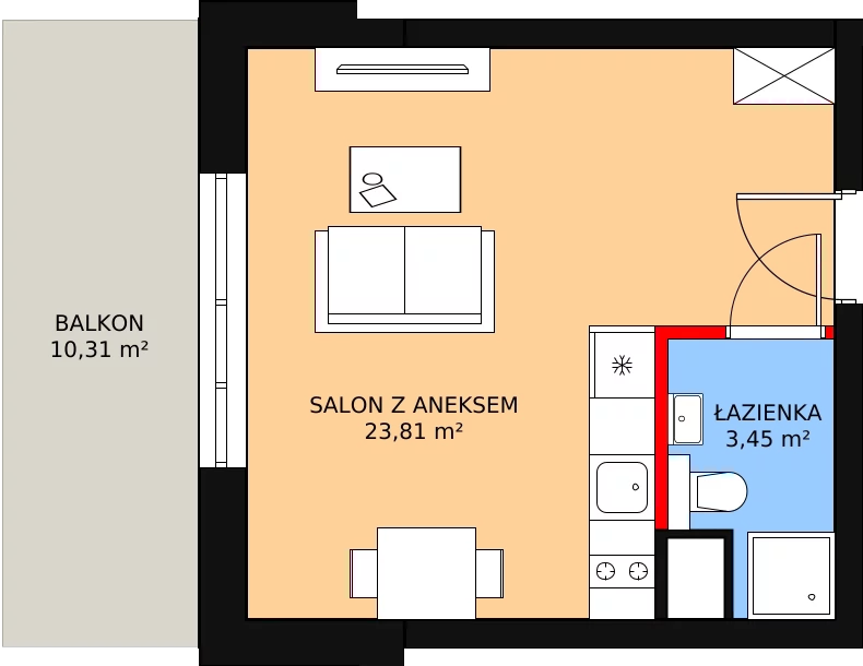 Apartament inwestycyjny 27,28 m², piętro 2, oferta nr B5/13, Stegna Park II, Stegna, ul. Lipowa