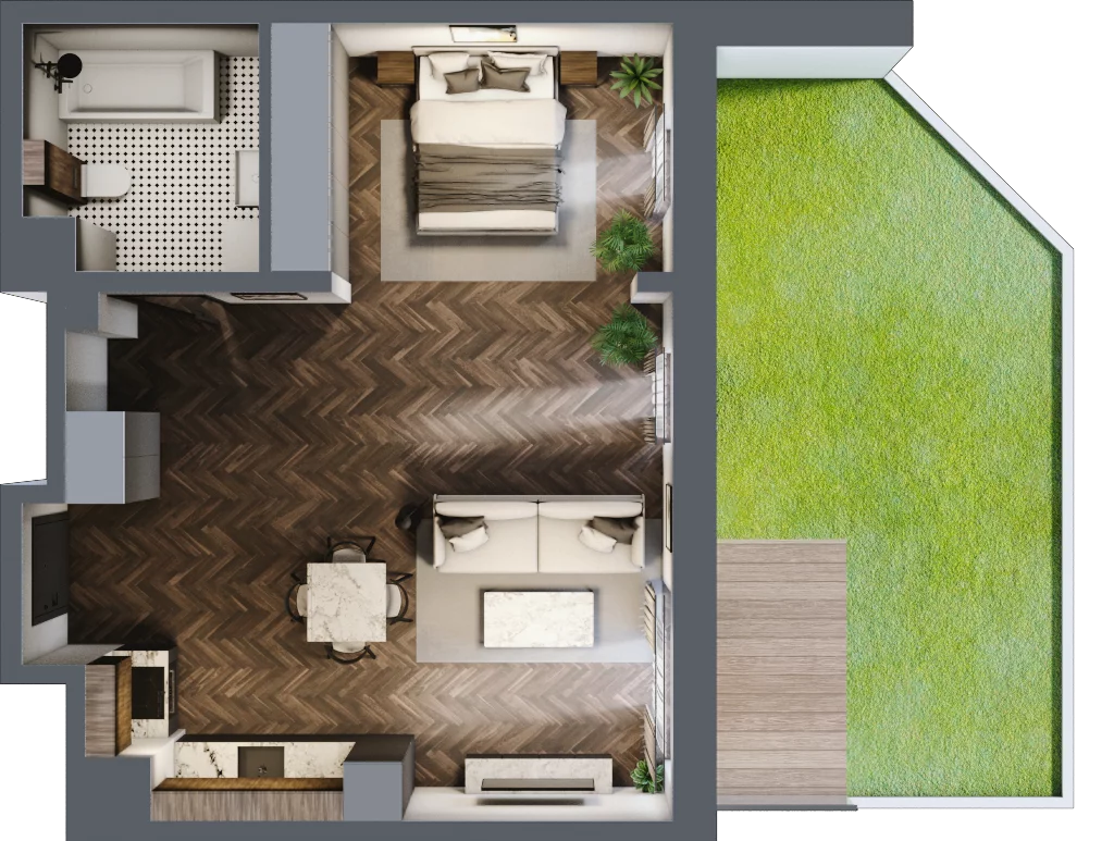 1 pokój, mieszkanie 50,09 m², parter, oferta nr A.0.04.1a, Atrium, Łódź, Polesie, Stare Polesie, ul. kpt. Stefana Pogonowskiego 44/46